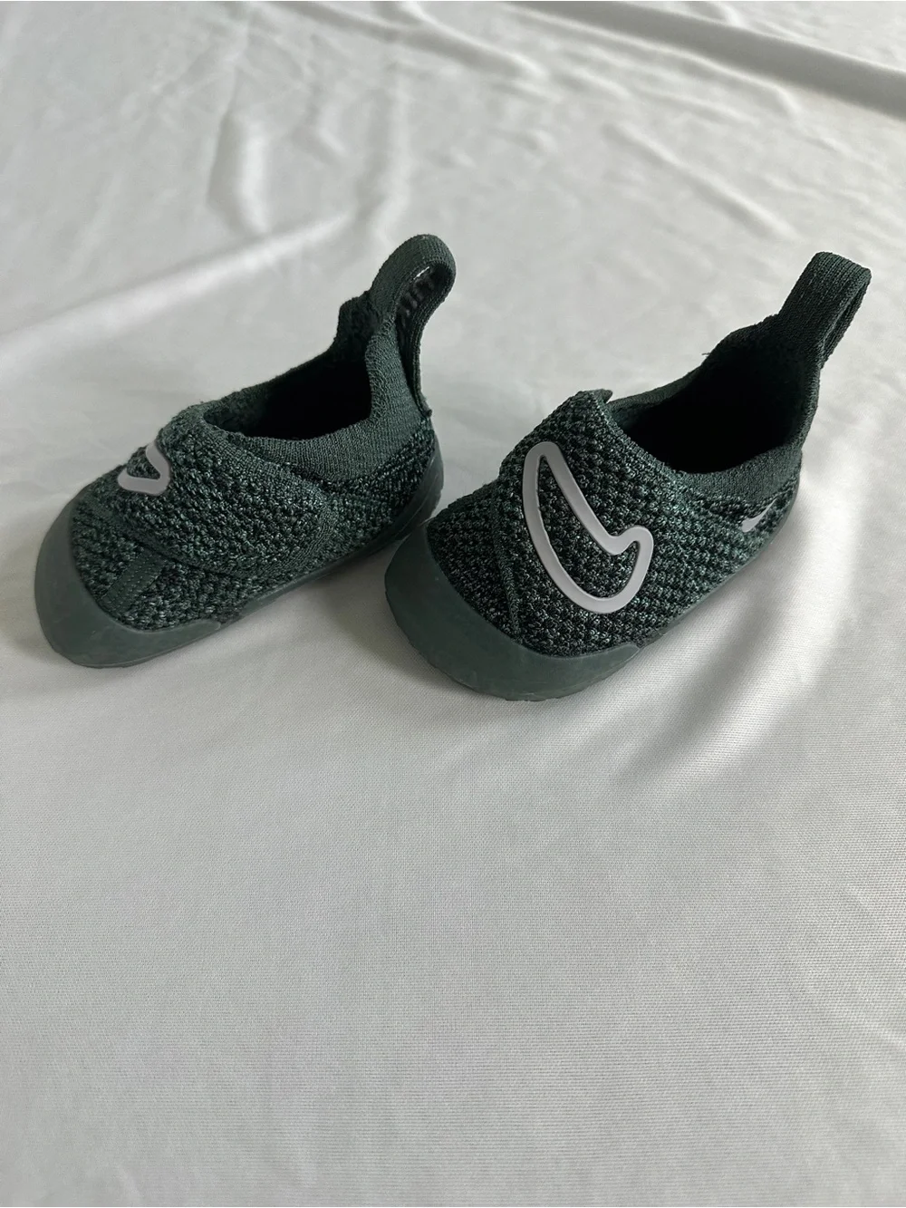 Nike Kids Green Knit Slip-On Shoes with White Swoosh